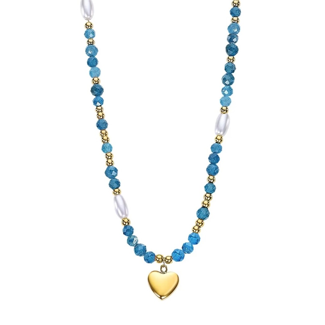 NECKLACE Women's LOTUS Style Jewellery from Gold Stainless Steel with Synthetic Stones LS2553-1/1 - 